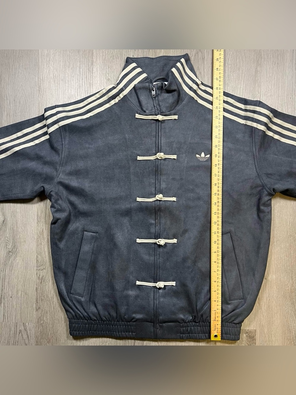 adidas Navy Performance Jacket with Cream Stripes - Picture 3 of 7